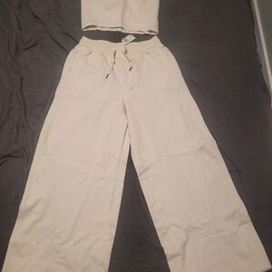 Aerie Cream Wide Leg Pants